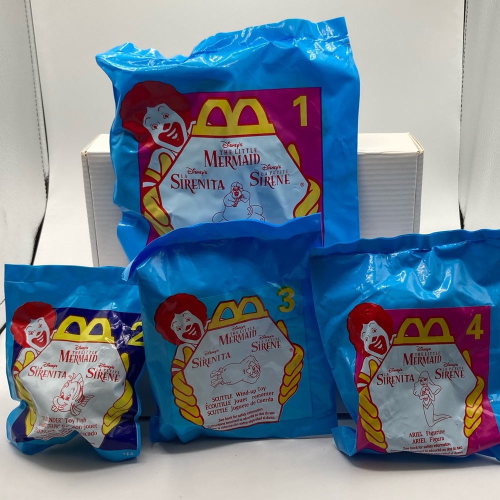 Vintage 1996 McDonald’s Disneys The Little Mermaid, MIP. Ursula, Ariel, Scuttle